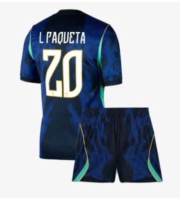 Brasilien Lucas Paqueta #20 Replika Bortatröja Barn VM 2026 Kortärmad (+ Korta byxor)